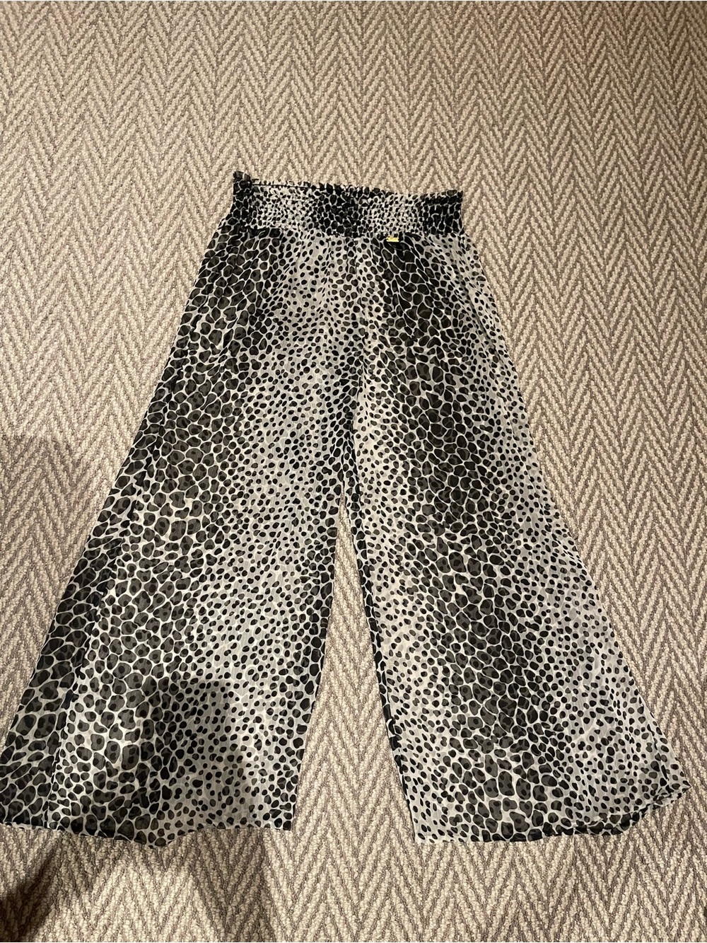 Beach Bunny Black and White Animal-Print Wide Leg Pants